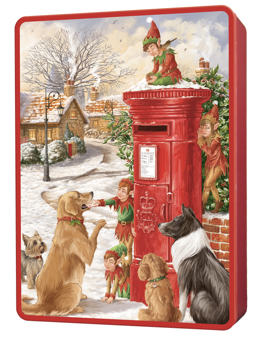 Bramble Elf Post Box Tin Filled With Assorted Biscuits