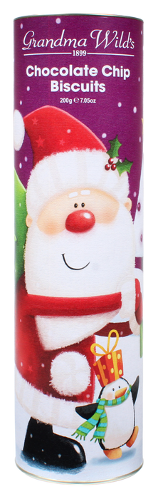 Grandma Wild's Santa & Penguin Chocolate Chip Giant Christmas Biscuit Tube