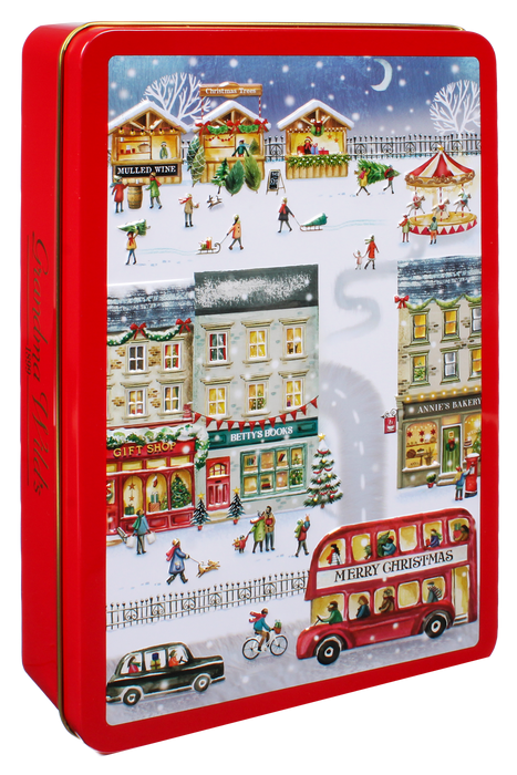 Grandma Wild's Embossed High Street Christmas Biscuit Tin