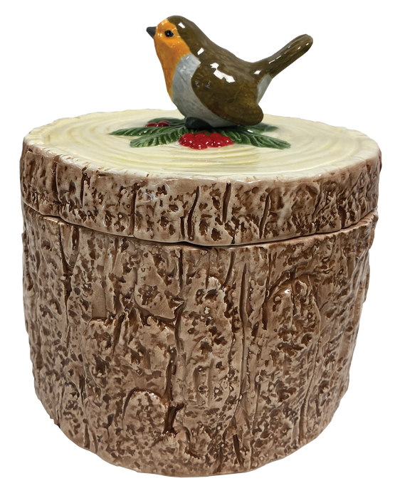 Grandma Wild's Ceramic Festive Robin On A Log Jar 200g