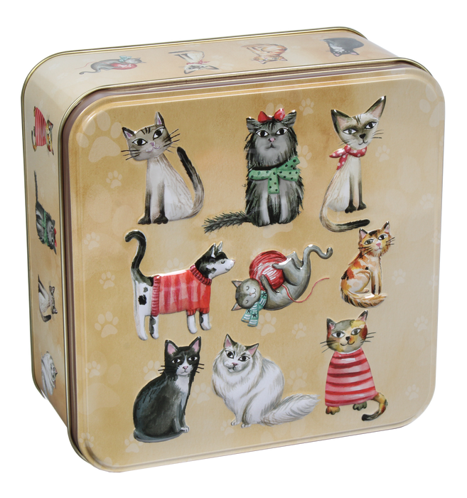 Grandma Wild's Cats In Jumpers Embossed Stem Ginger & Lemon Cookies With Shortbread Biscuit Tin