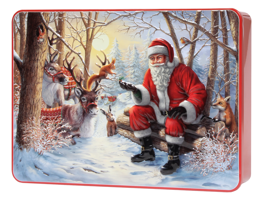 Bramble Embossed Santa Forest Assorted Biscuits Tin