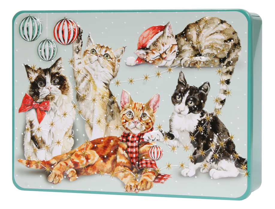 Bramble Embossed Cats & Baubles Assorted Biscuits Tin