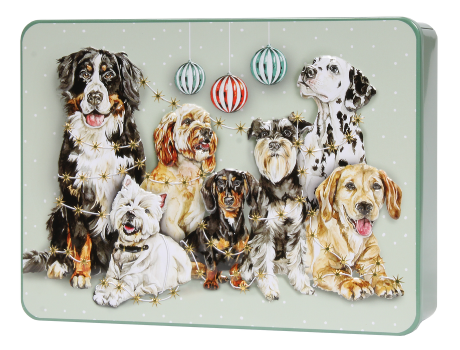Bramble Embossed Dogs & Baubles Assorted Biscuits Tin