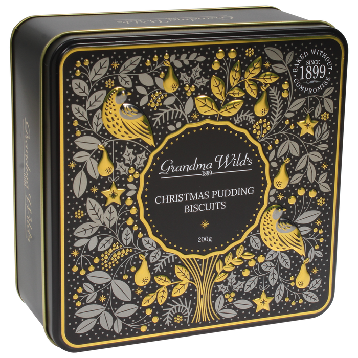 Grandma Wild's Embossed Christmas Pudding Assorted Biscuit Tin