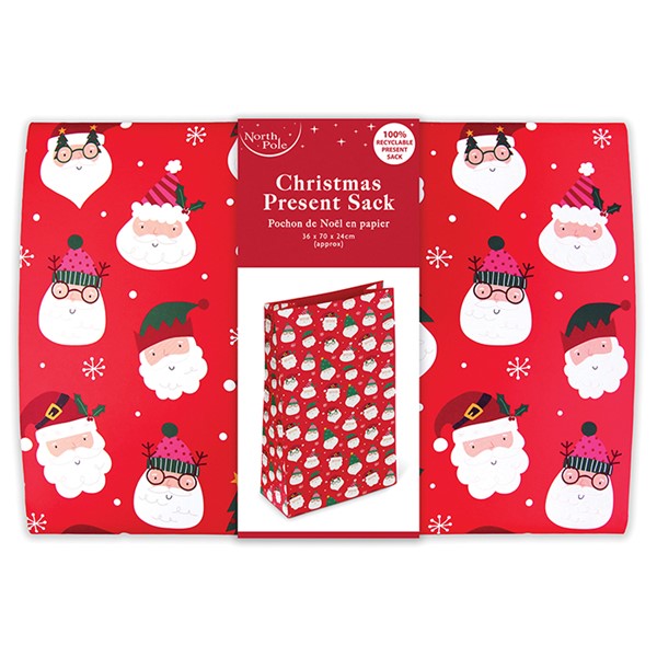 Funky Santa White Kraft Sack