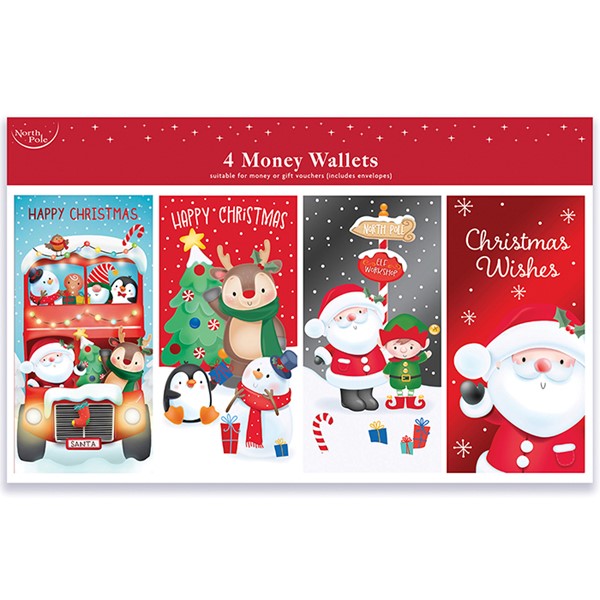 Cute Christmas Money Gift Wallets Pack Of 4