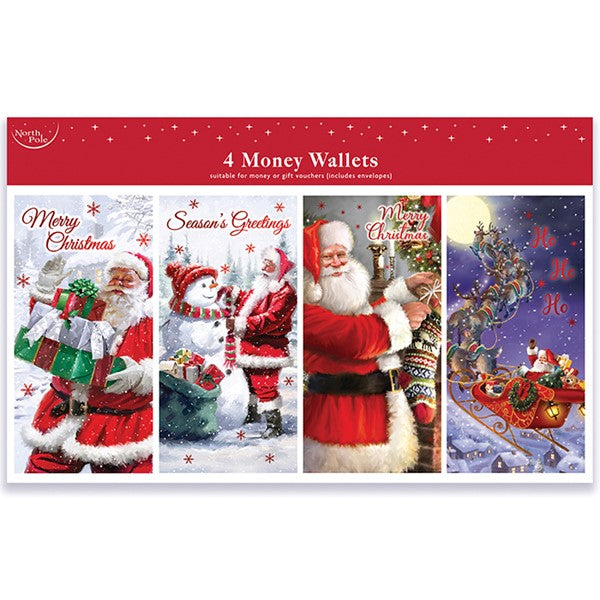 Traditional Christmas Money Gift Wallets Pack Of 4