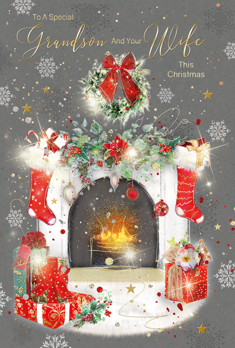 Cherry Orchard 'To A Special Grandson & Wife' Christmas Card