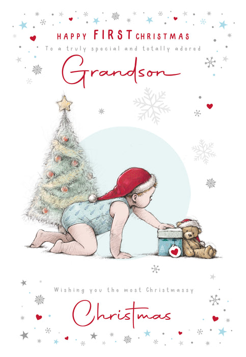 Cherry Orchard 'Happy First Christmas Grandson' Christmas Card