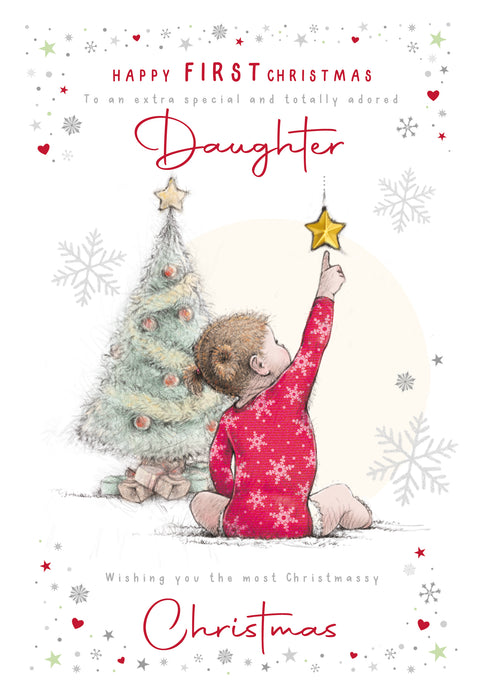Cherry Orchard 'Happy First Christmas Daughter' Christmas Card