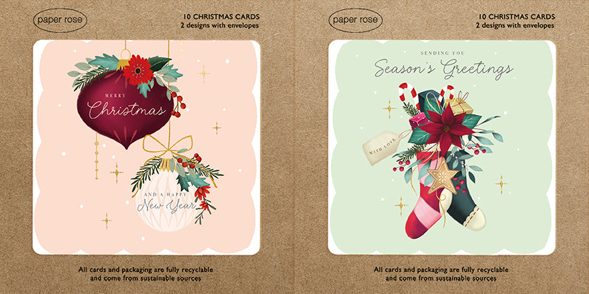 Paper Rose 'Bauble & Stocking' Boxed Christmas Cards