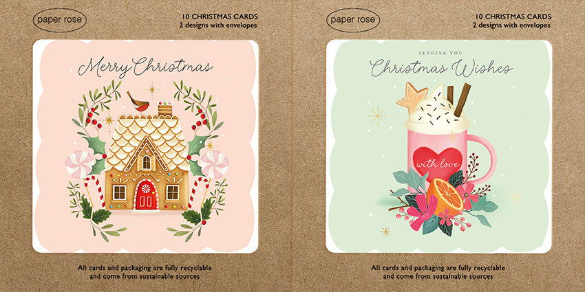Paper Rose 'Hot Chocolate & Gingerbread House' Boxed Christmas Cards