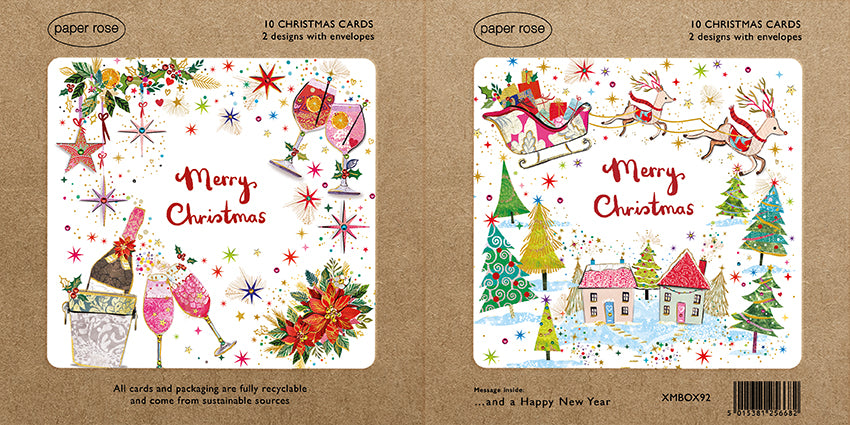 Paper Rose 'Festive Drinks & Reindeer Scene' Christmas Cards Boxed