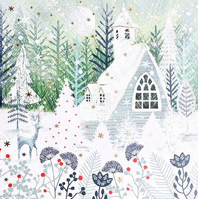 Paperlink 'Snowy Church' Pack Of 6 Charity Christmas Card