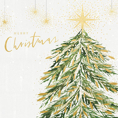 Paperlink 'Festive Tree With Gold Star' Pack Of 6 Charity Christmas Card