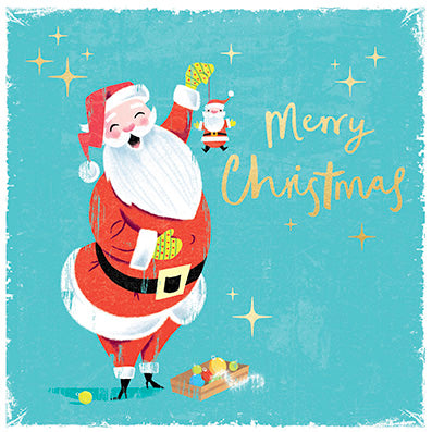 Paperlink 'Retro Laughing Santa' Pack Of 6 Charity Christmas Card