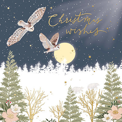 Paperlink 'Snowy Flight Of Owls' Pack Of 6 Charity Christmas Card