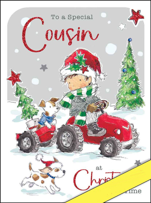 Jonny Javelin 'Male Cousin  Tractor' Christmas Card
