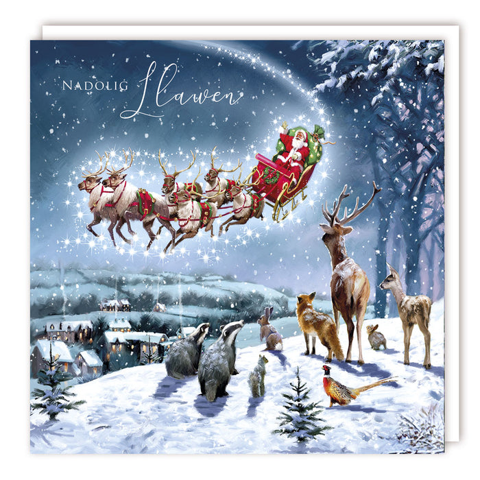 Tracks Publishing 'Santa Over A Hill' Welsh Christmas Card