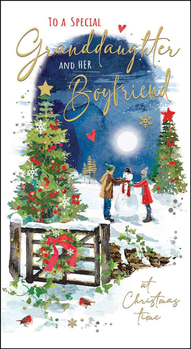 Jonny Javelin 'Granddaughter & Boyfriend Snowman' Christmas Card