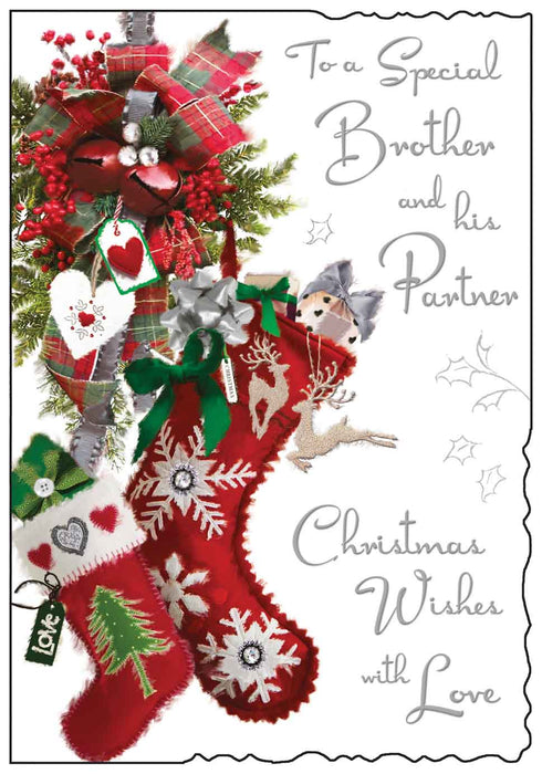 Jonny Javelin 'Brother & Partner Stockings' Christmas Card