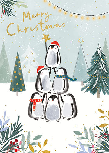 Paperlink 'Penguin Christmas Tree' Christmas Card