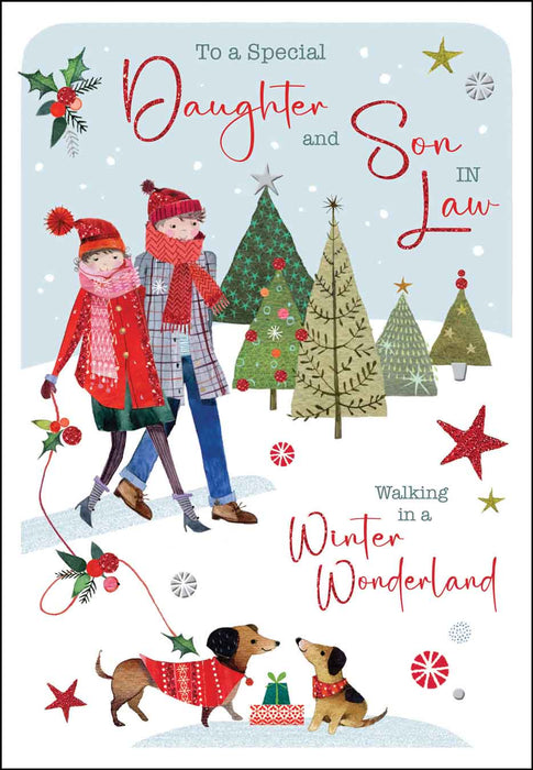 Jonny Javelin 'Daughter & Son In Law  Dog Walking' Christmas Card