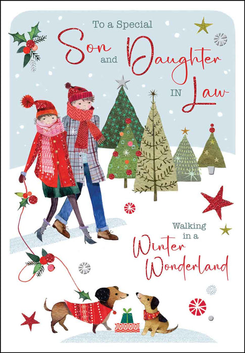 Jonny Javelin 'Son & Daughter In Law  Dog Walking' Christmas Card