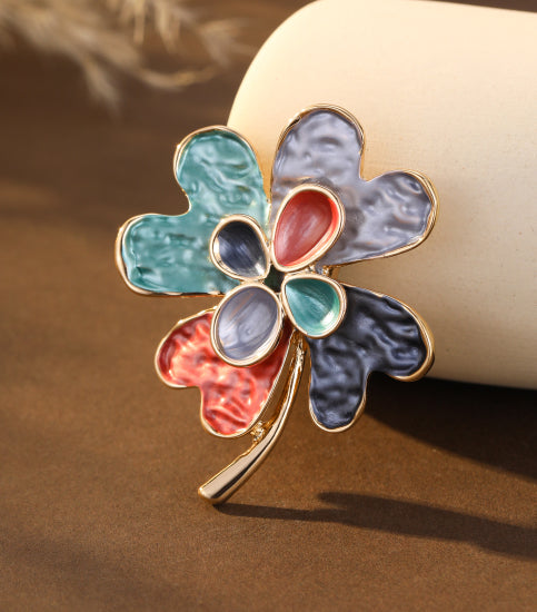 Gracee Jewellery Silver Four Leaf Clover Magnetic Brooch