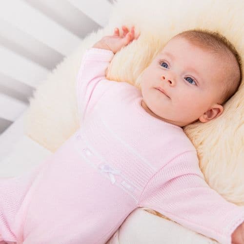 Dandelion Pink/White Satin Bow Knitted 2 Piece Set