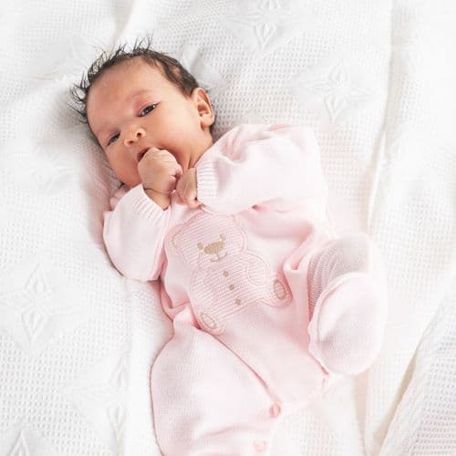 Dandelion Teddy Knitted Pastel Pink Onesie