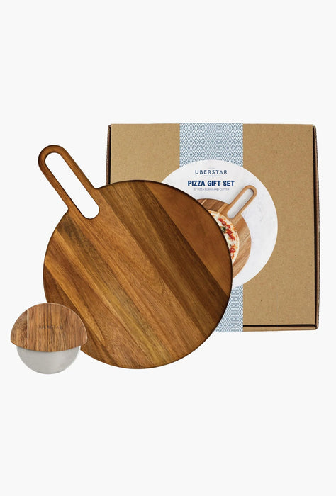 Pizza Board & Cutter Gift Set – Natural