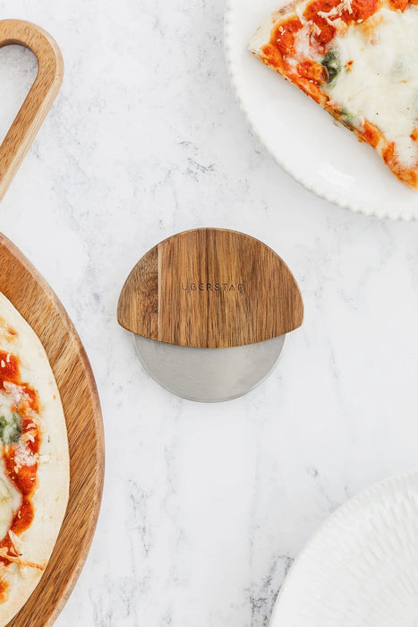 Acacia Pizza Wheel Cutter - Natural