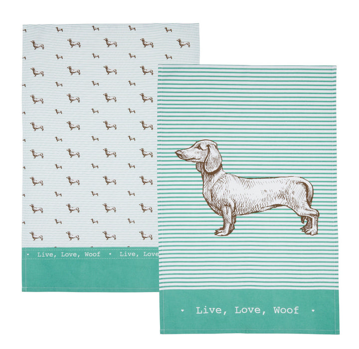 KitchenCraft Dachshund Tea Towel Set of 2