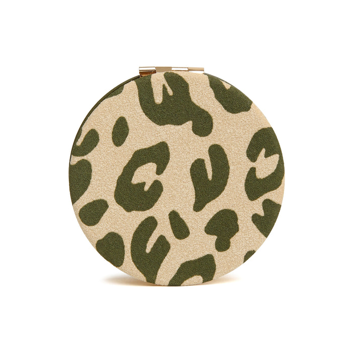 Alice Wheeler Olive Leopard Round Compact Mirror
