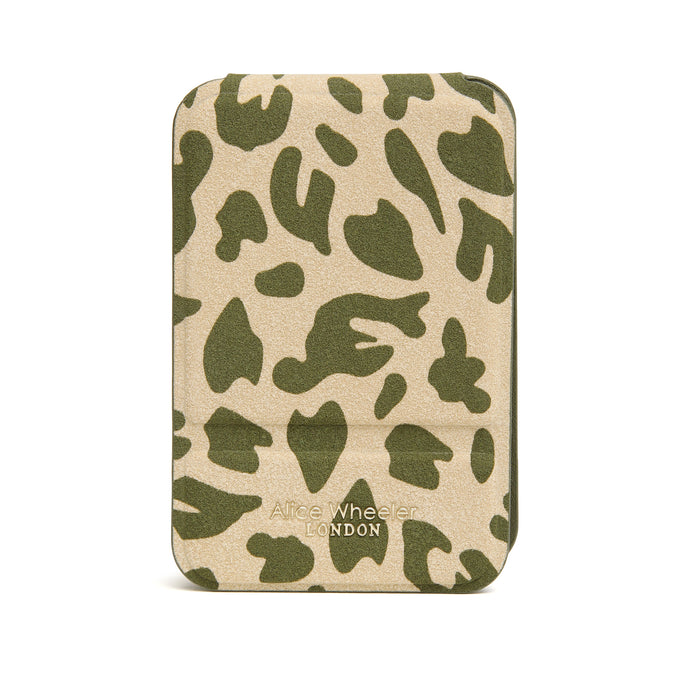 Alice Wheeler Olive Leopard Folding Travel Mirror