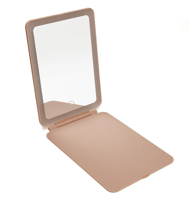 Alice Wheeler Pink LED Light Up Soft Touch Travel Mirror 3 Light Settings