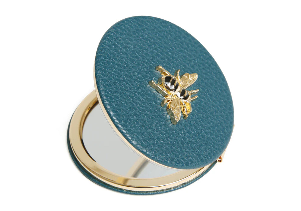 Alice Wheeler Teal Round Compact Mirror