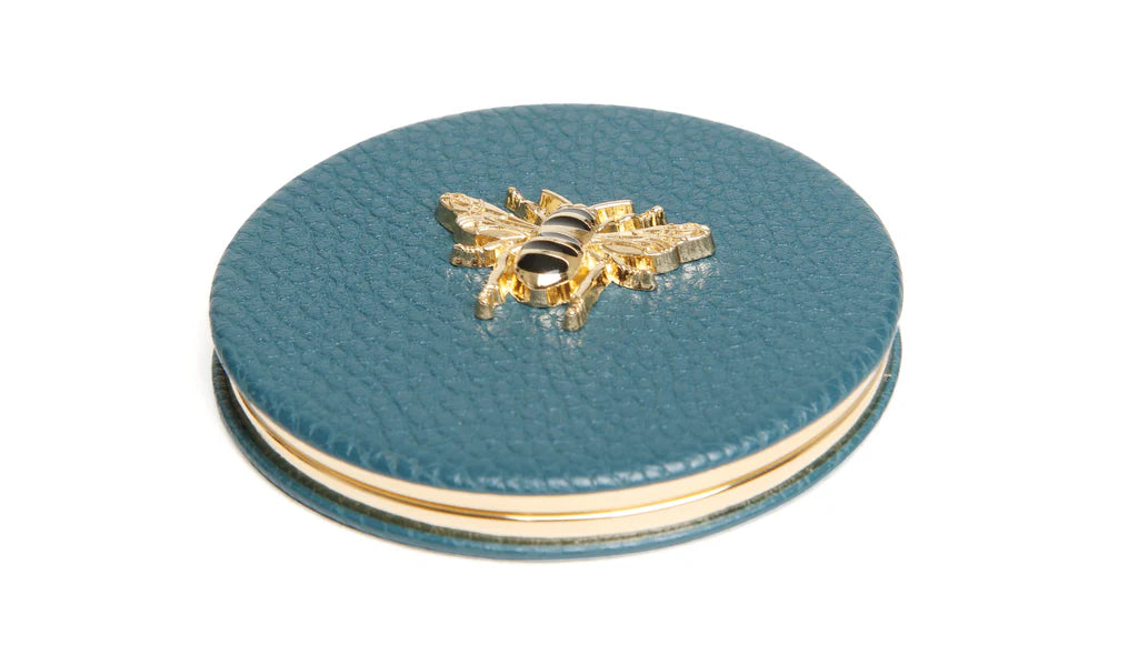 Alice Wheeler Teal Round Compact Mirror