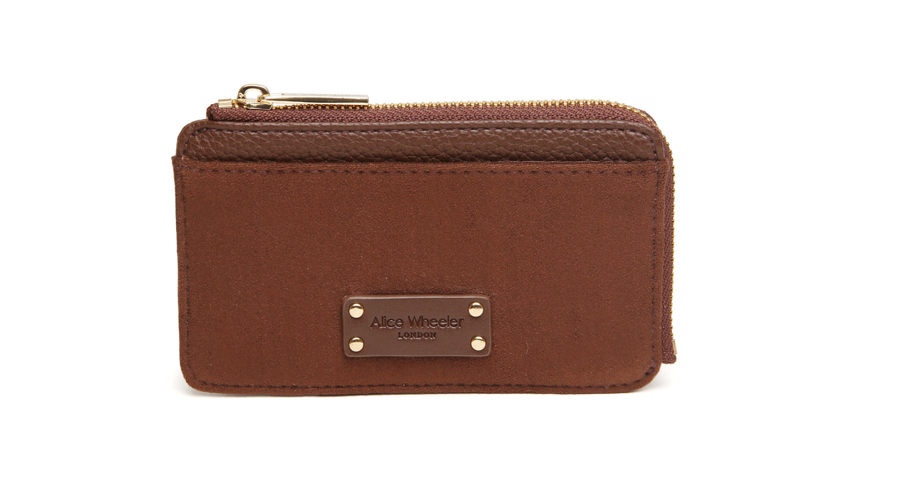 Alice Wheeler Chocolate Suede Kensington Coin Purse