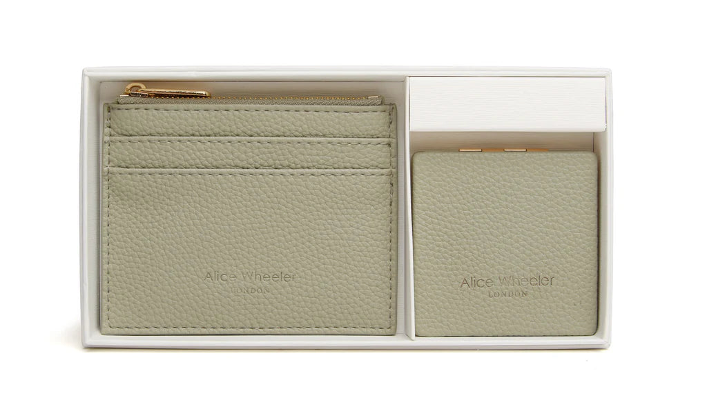 Alice Wheeler Pistachio Purse & Mirror Compact