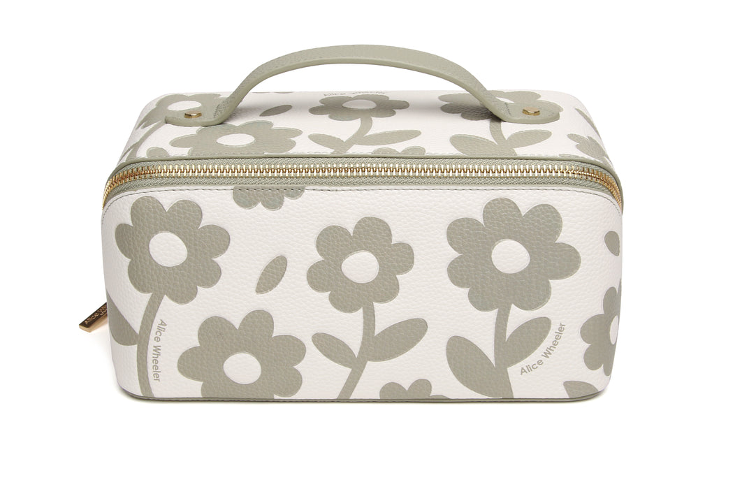 Alice Wheeler Pistachio Floral Train Case