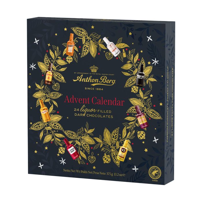 Anthon Berg 24 Mini Liqueur Filled Dark Chocolate Bottles Advent Calendar