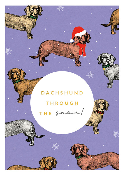 Art File Dachshund Through The Snow Christmas Card