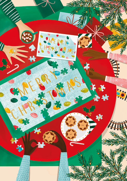 Art File Christmas Puzzles And Mince Pies Christmas Card