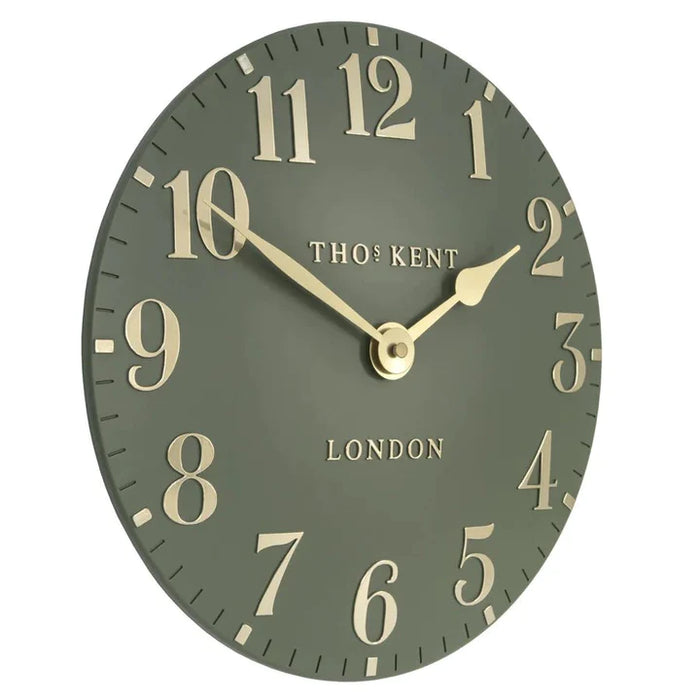 Thomas Kent Arabic Lichen Green Wall Clock  12"