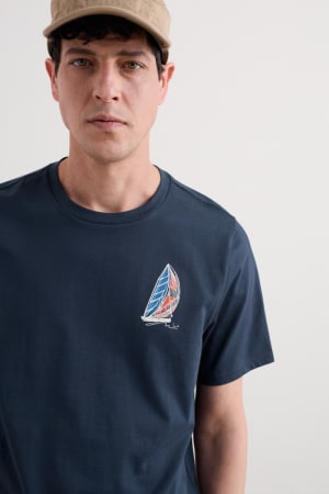 Seasalt Men's Loggerhead Organic Cotton T-Shirt In Linear Yacht Maritime