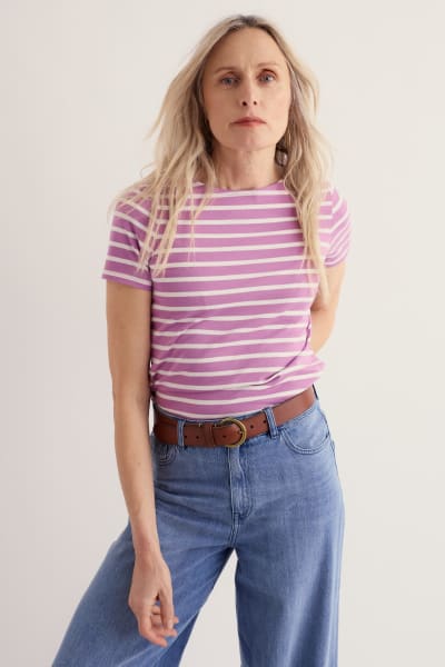 Seasalt Women's Sailor Top In Breton Orchid Chalk