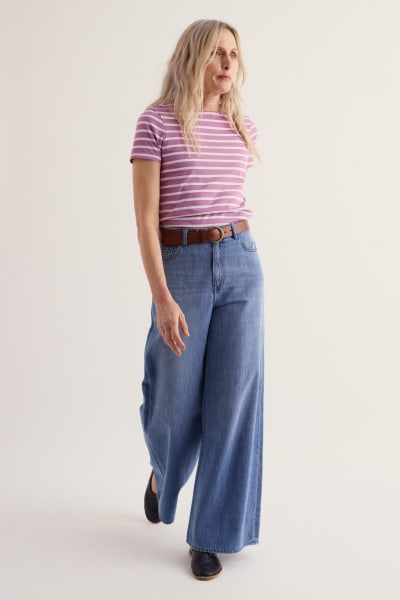 Seasalt Women's Sailor Top In Breton Orchid Chalk